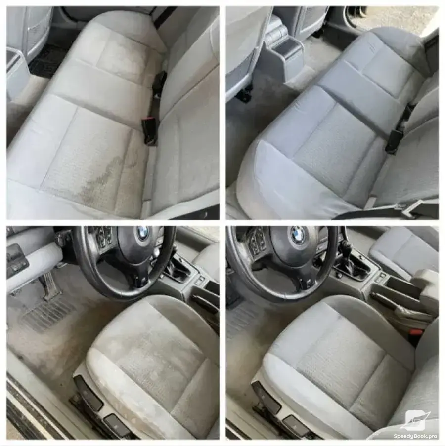 Professional cleaning and laundry of car showroom, interior detailing