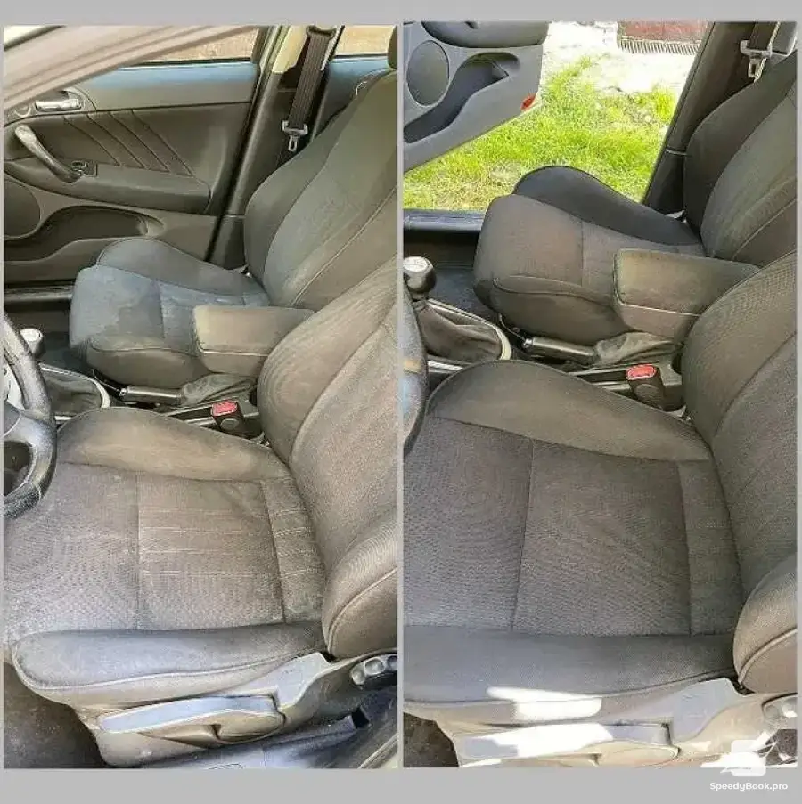Professional cleaning and laundry of car showroom, interior detailing