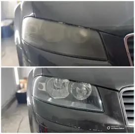 Headlight polishing and protective film application