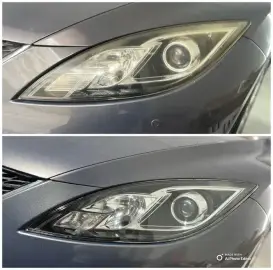 Headlight polishing and protective film application