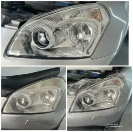 Headlight polishing and protective film application