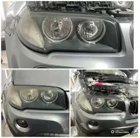 Headlight polishing and protective film application