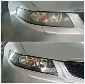 Headlight polishing and protective film application