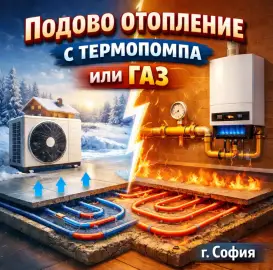 Подово отопление с термопомпа или газ