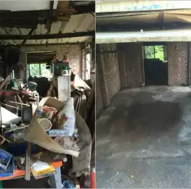 Hauling away construction waste basements attics cleaning garbage