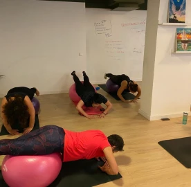 Morning, lunchtime and evening workouts in yoga, pilates, fitball and folk dance