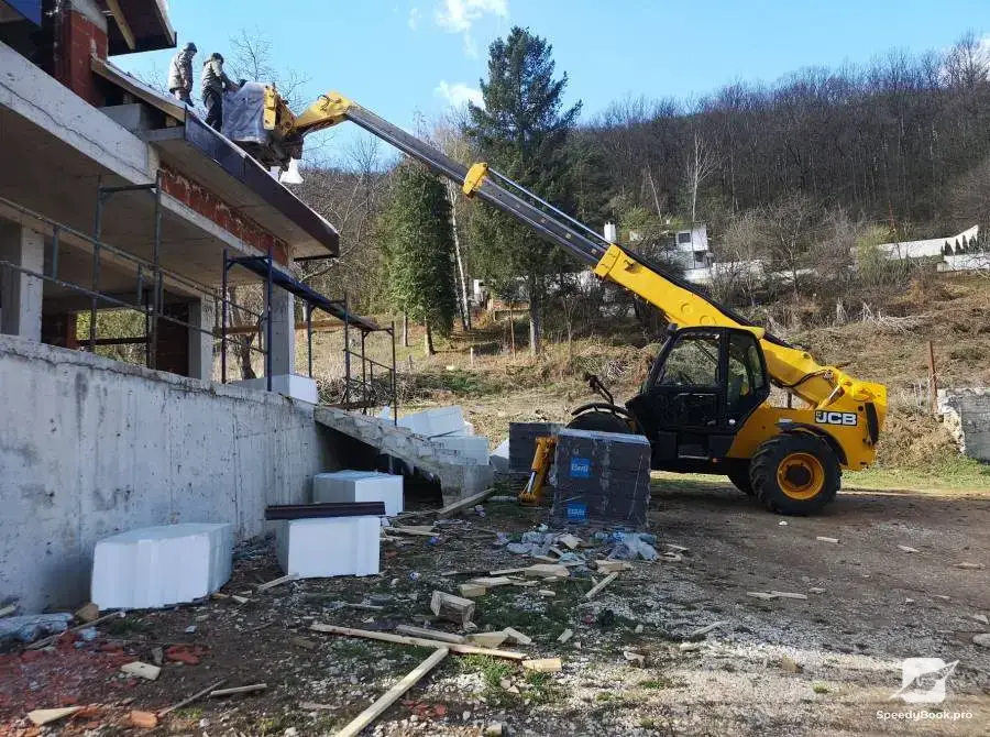 Services with a telescopic front loader