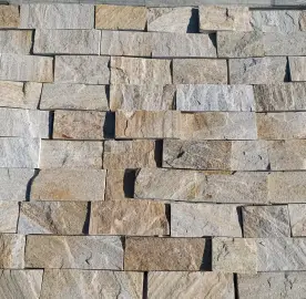 🟡 Yellow cut gneiss - cladding strips/plates | Natural stone for facades and interiors