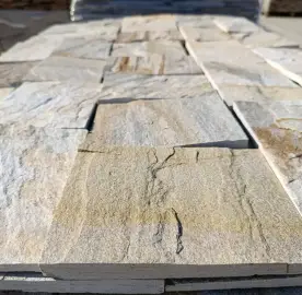 🟡 Yellow cut gneiss - cladding strips/plates | Natural stone for facades and interiors