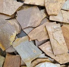 Естествен пъстър гнайс плочи – нерязани, кафяво-златни нюанси | Облицовки и настилки | Директно от п