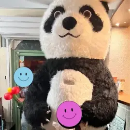 Surprise with a giant polar bear or panda